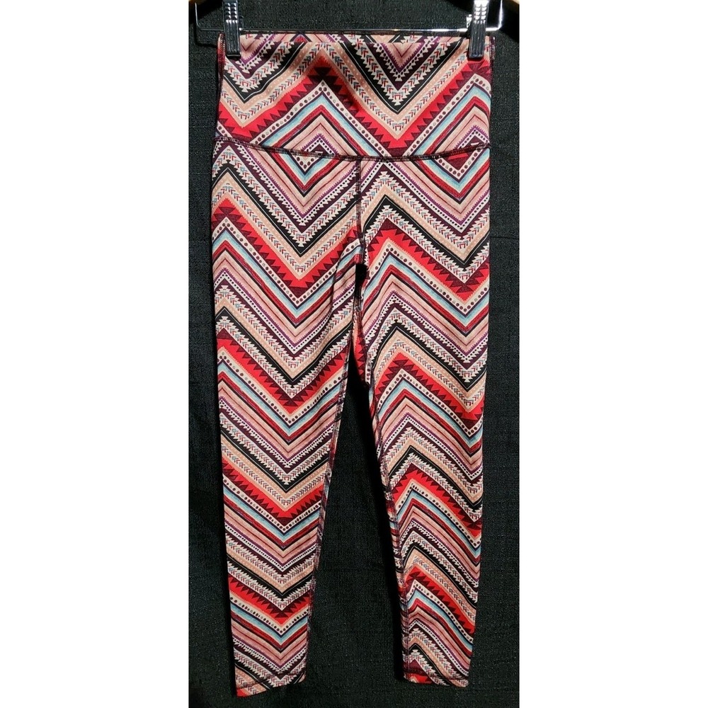 Aerie Womens Sz S‎ Aztec Pattern Chill Play Move Athletic Leggings Red Pink NEW